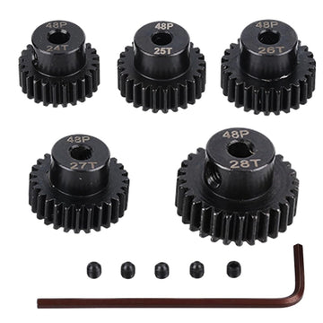 JIECHUN Metal Steel 48P Pinion Gear 24T 25T 26T 27T 28T 3.175mm Shaft Motor Gears Set with Hex Key for 1/10 RC Brushless Brush M