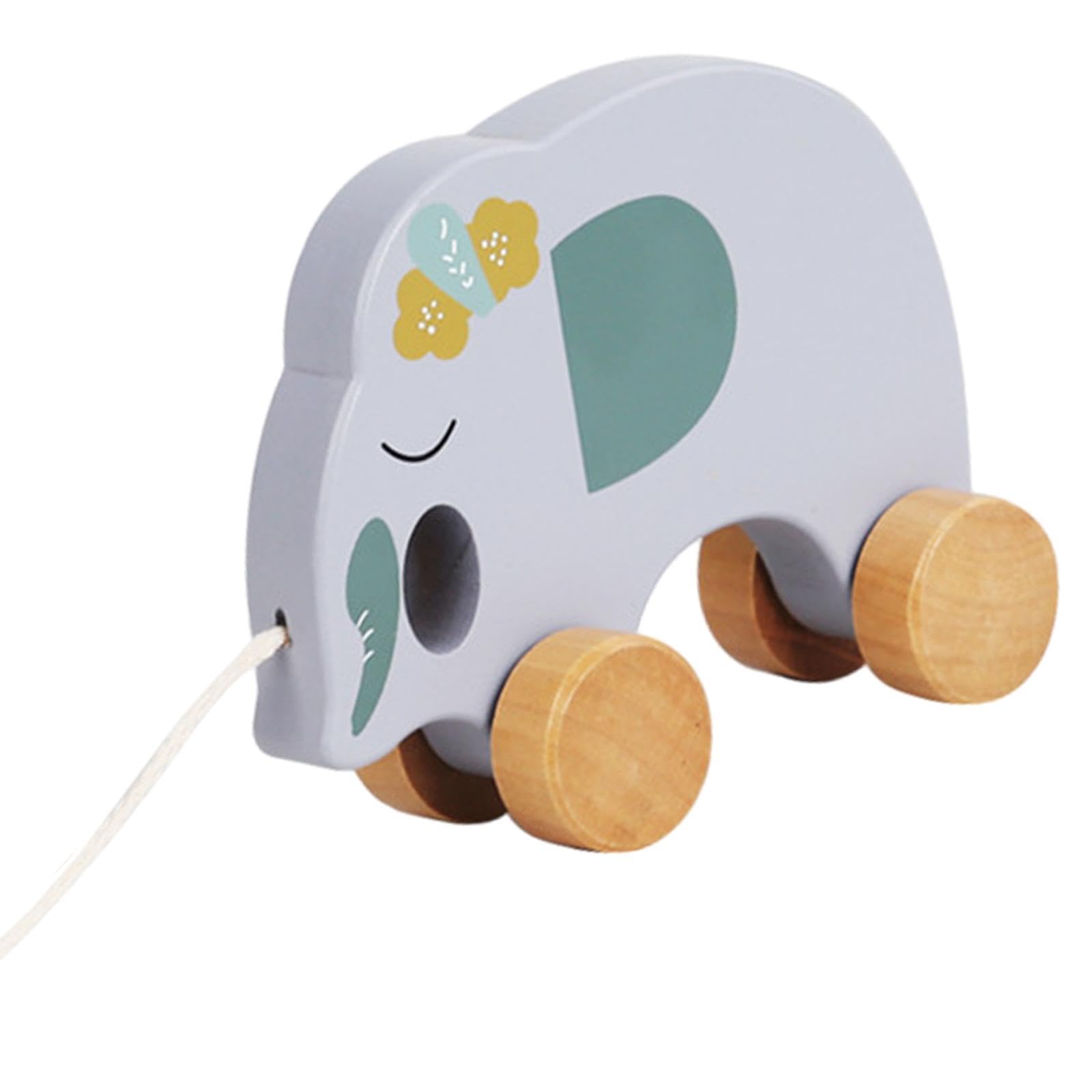 Calandis Pull Along Walking Toys Developmental Toy Cartoon Montessori Toys Boys Girls Elephant | Toys For Baby