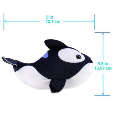 Zhuzhu (Narwhal + Orca) Fish 2-Pack B | Small Stuffed Animals With Motor Inside Suitable For Ocean Party Favors | Batteries Requ
