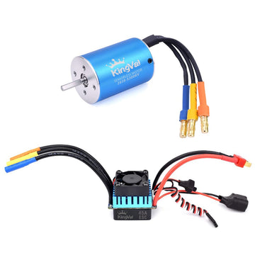 KingVal Replacement 2838 5300KV Sensorless Brushless Motor Shaft 3.175mm with 45A Brushless ESC Combo Compatible with 1/14 1/16 
