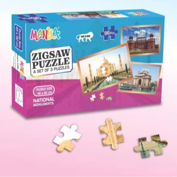 National Monuments Zigsaw Puzzle Set, 96 Pieces, 3 Puzzles, 45 x 30 cm