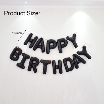 Happy Birthday Balloon Banner 40 Inch 21 Or 12 Balloon Number 16 Inch Happy Birthday Letters Balloons Black Foil Mylar Balloons