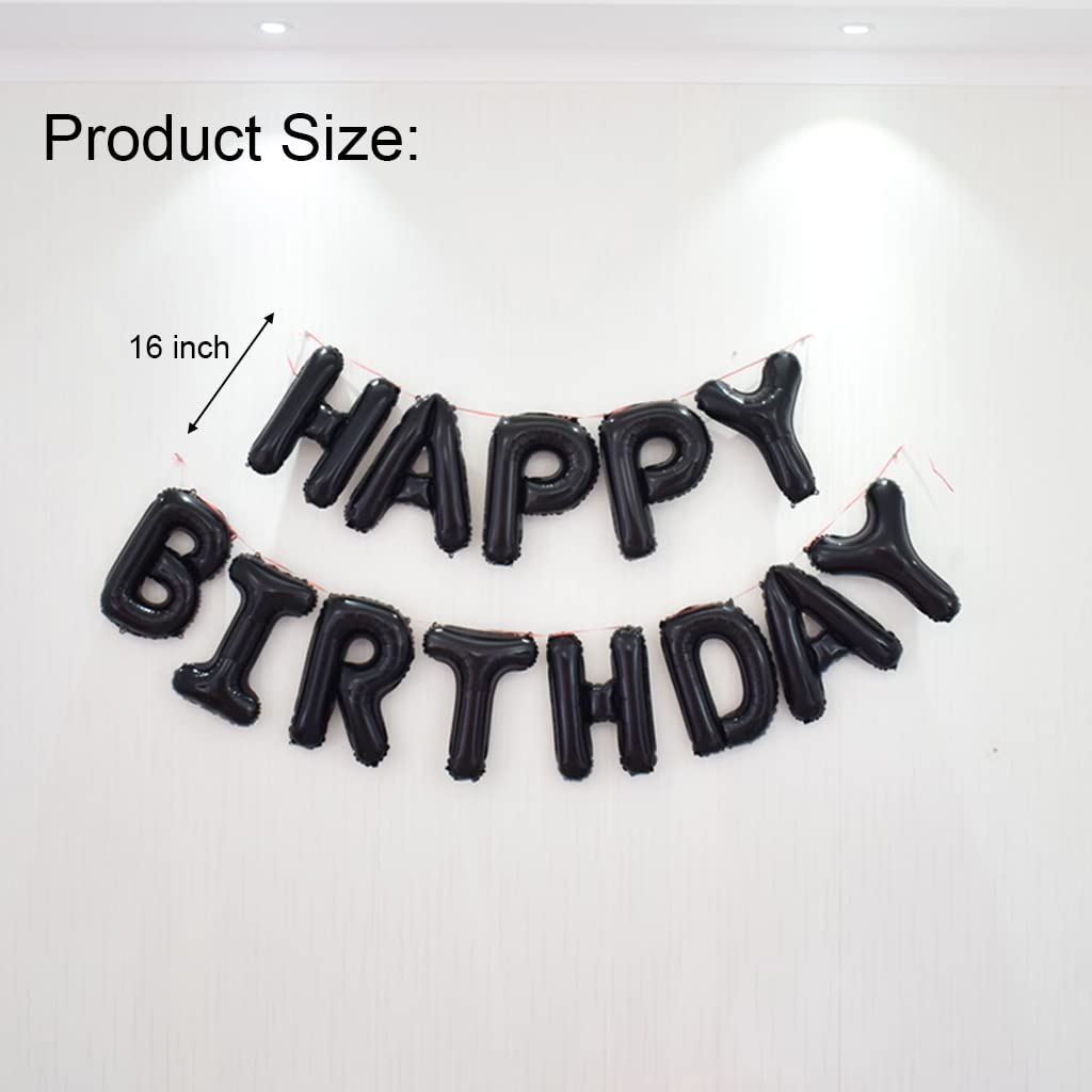 Happy Birthday Balloon Banner 40 Inch 30 Balloon Number 16 Inch Happy Birthday Letters Balloons Black Foil Mylar Balloons For Wo