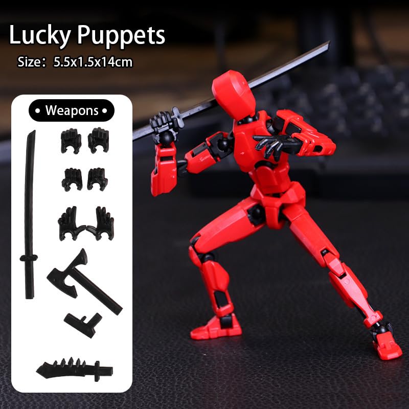 Feetcant Titan 13 Action Figure 2024 New Lucky Robot 13 Action Figures 3D Printed Action Figures for Boys Dummy Robot 13 Action Toy Movable Joints Action Figure (Red-1pc)