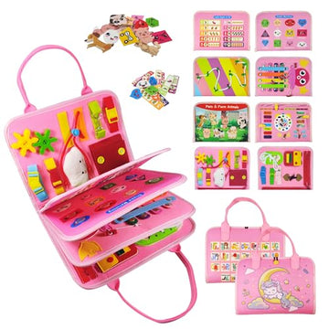 Tenfans Busy Board - Montessori Toys For 1 2 3 Year Old - Sensory Toys For Toddlers 1+ - Gifts For Girls Learning Fine Motor Skills - Educational Activities Travel Toys For Car Airplane