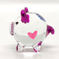 Sansukjai Pig Tiny Miniature Figurines Animals Hand Blown Glass Art Collectible Gift Decorate, V1 (Heart Violet)