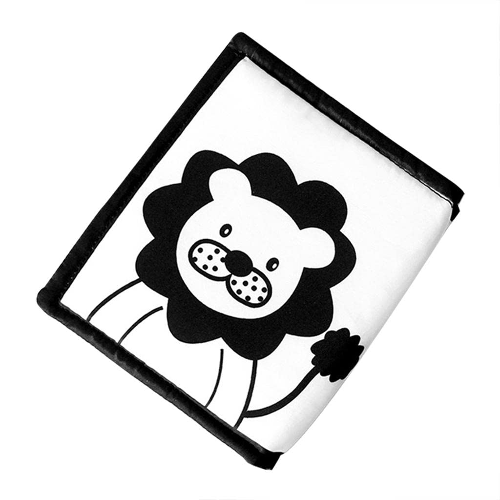 Trendivibe Newborn Baby Black And White Soft Book Rustling Crinkle Paper Teething Toy Lion| Baby Learning Toy | Infant Activity 