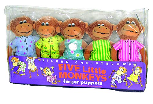 MerryMakers Five Little Monkeys Finger Puppet Playset, Set of 5, 5-Inches, Polyvinyl Chloride