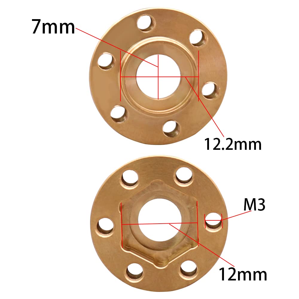 Muhikrt Brass Weights 6Mm 9Mm 12Mm 15Mm 22Mm Wheel Hex Hub Widen Adapter For 1/10 Rc Crawler 1.9 2.2 Wheels Rims Scx10 Trx4 (15M
