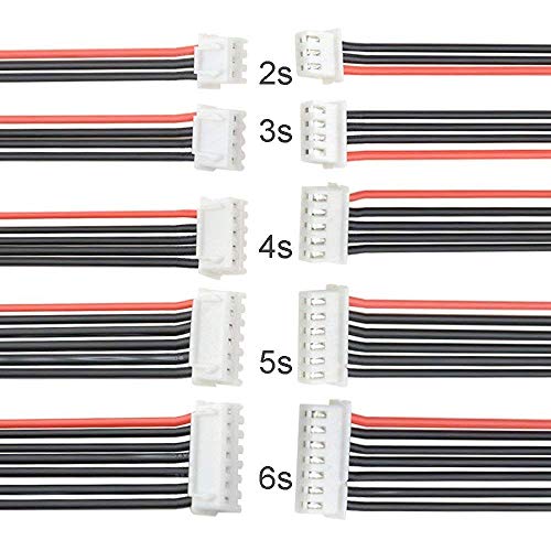 FLY RC 10pcs 22AWG 2S 3S 4S 5S 6S Lipo Battery Balance Charger Cable JST XH Connector Adapter Plug(Each 2pcs