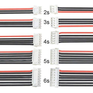 FLY RC 10pcs 22AWG 2S 3S 4S 5S 6S Lipo Battery Balance Charger Cable JST XH Connector Adapter Plug(Each 2pcs