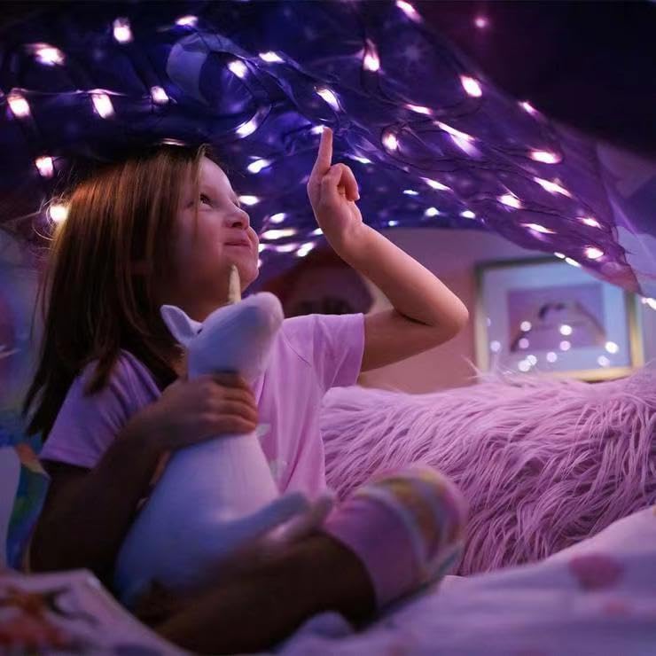 Winvin Magic Playhouse Tents Fantasy Fun For Kids,Foldable Play Tents, Pop Up Indoor Bed Tents,Magic Playhouse Princess Secret Castle,Birthday For Girls (Horse With Remote Light)