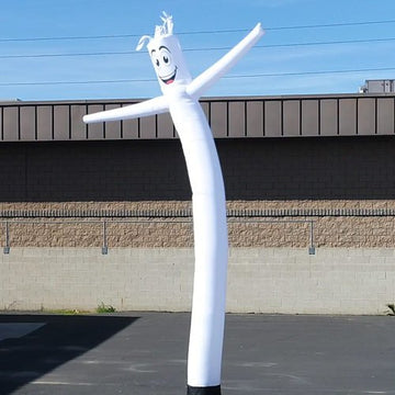 White 20Ft Tall Inflatable Tube Man Air Powered Dancing Guy For Outdoors (Puppet Attachment Only) | Feather Flag Nation
