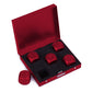 DS.DISTINCTIVE STYLE Aluminum Alloy Dice 5 Pieces 16mm Portable Metal Dices with Case 6 Sided Dice for Party Game (Red Square)