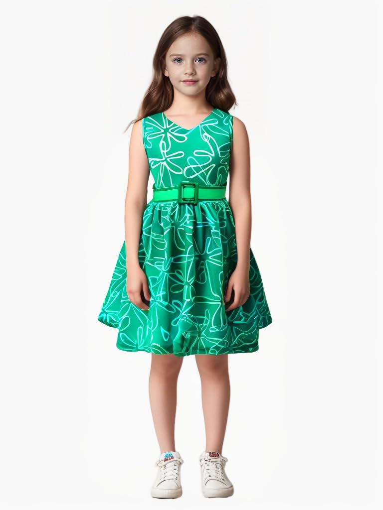 Magwei Girls Disgust Costume Joy Princess Dress Costume Kids Cosplay Dress Up Halloween Birthday Christmas Outfits With Wig (Gre