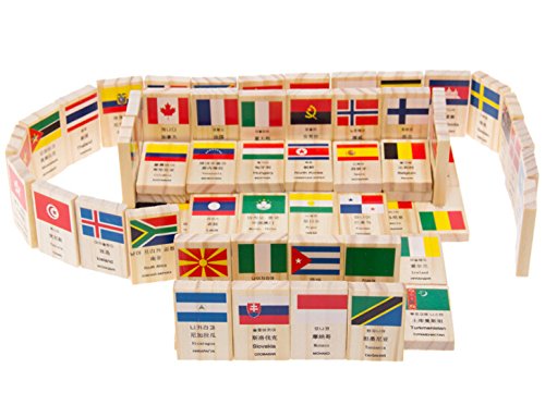 Hsomid Wooden Educational Toys For Kids World Flag Learning Educational Toy (Domino)