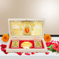 ARNAVIRA Gold Plated Photo Frame with Charan Paduka Pocket Temple for House Warming Gifts Return Gift Diwali Gift Puja Box (Shri