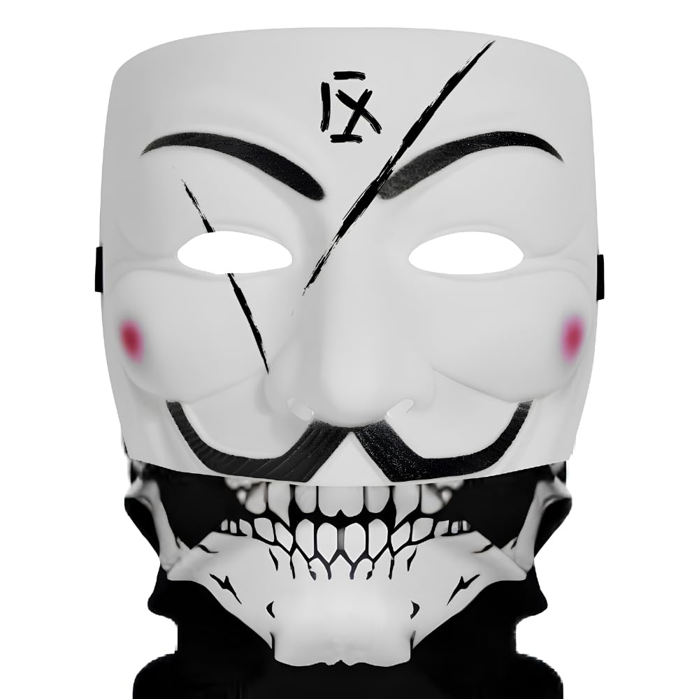 Primary Shipments Compatible Spy Ninjas Pz9 Pz2 Project Zorgo Hacker Mask And Skull Gaiter Costume (2 White Hacker Masks And 2 S