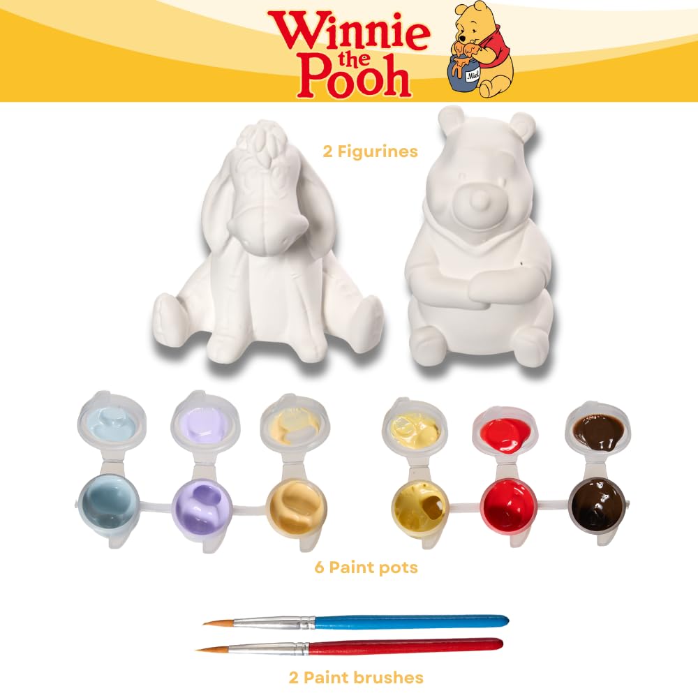 Innovative Designs Disney Winnie The Pooh DIY Paint Your Own Figurines Set - Small Ceramic Arts and Crafts for Kids, Model 718492WPH
