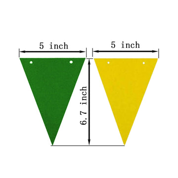 Zooyoo 20 Feet Dark Green And Yellow Pennant Banner, Paper Triangle Flags Bunting For Baby Birthday Party, Wedding Decor, Baby S