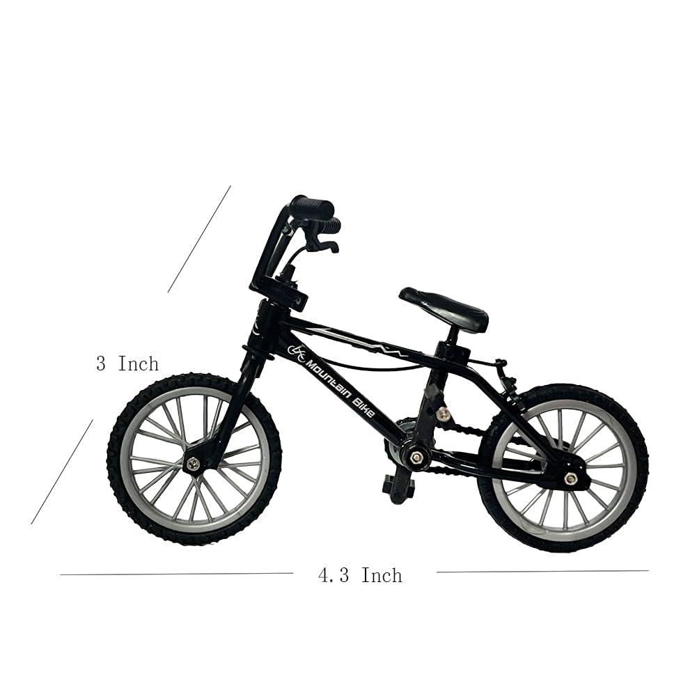 kidbeile Mini Finger Bike Toy - Alloy Mountain Bicycle Model with Tools, Movable Parts, Gift for Kids & Collectors (Black)