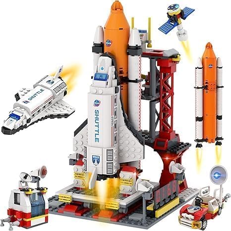 Bhavenu Space Shuttle Toys Building Sets(682+Pieces), Stem Spaceship Building Kit Toy With Space Transport Rocket&Airplane Launc