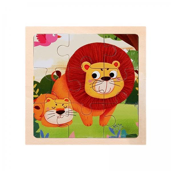 Merishopp 2Xwooden Jigsaw Puzzles Early Learning Educational Toys For Kids Toddlers Lion| Developmental Baby Toys | Baby Learnin