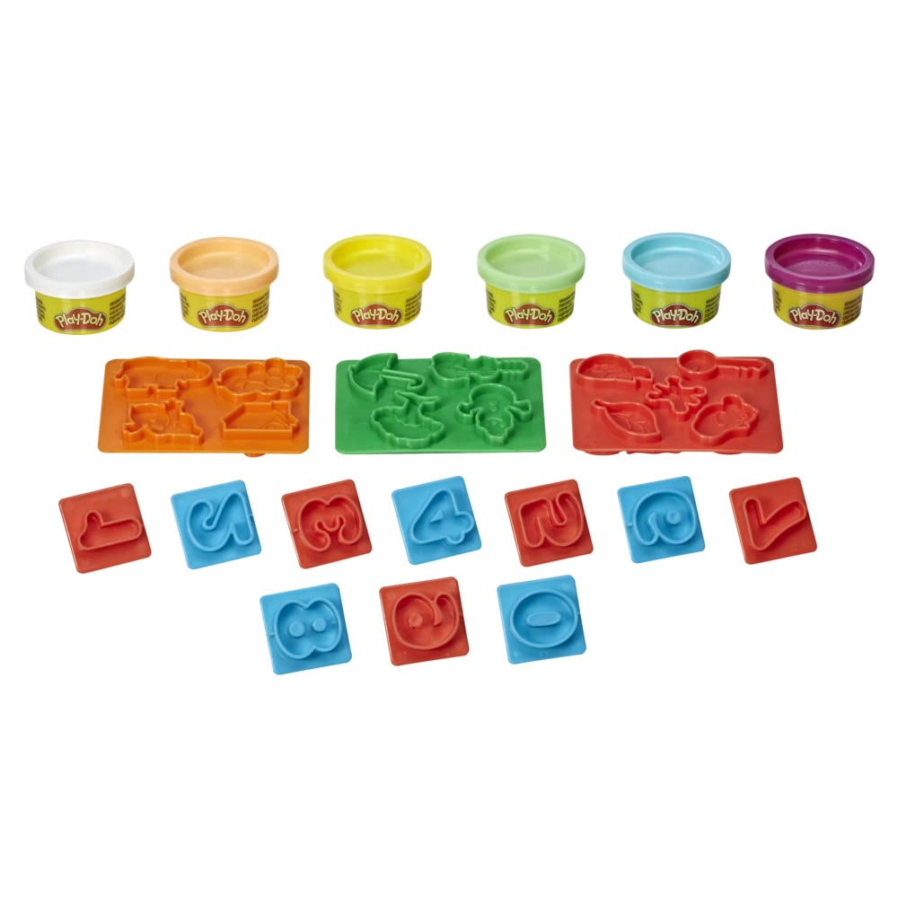 Hasbro Play-Doh Fundamentals - 10 Numbers plus Multiple Shape Stamper Tools plus 6 Colors of Play-Doh