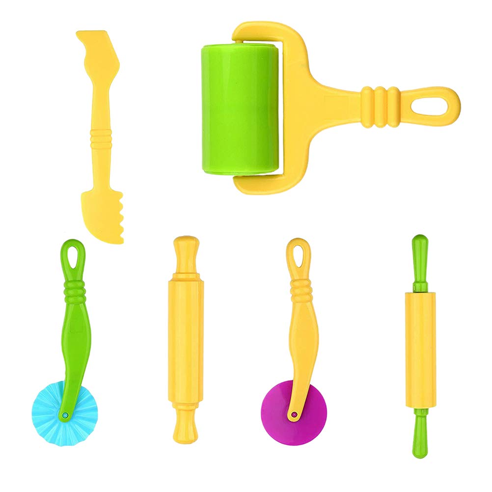 Excluzo 6Pcs Multifunctional Diy Handheld Roller Toy Clay Rolling Pin Dough Tool For Children Kids Craft Decor