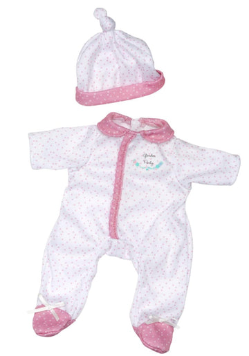 Jc Toys | Berenguer Boutique | La Baby Doll Outfit | 2 Piece White And Pink Onesie|Washable| Ages 2+ | Fits Dolls 9'- 12'