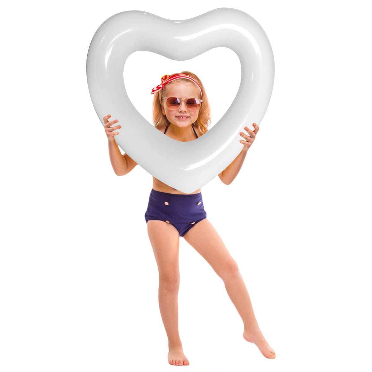 Kid White Heart Pool Float Kid Pool Floats  Water Fun Beach Party Toys for Kids Birthday Scene Layout Props 18 in  White?