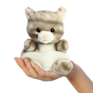 Aurora Palm Pals Silver Kitty Cat Soft Toy, 5In, Grey & White, Model 33614, Polyester