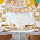 Yumiche Birthday Decorations Kit - 40" Cream Number 1 Balloon & HAPPY BIRTHDAY Banner with 12" White Sand Metallic Gold Balloons