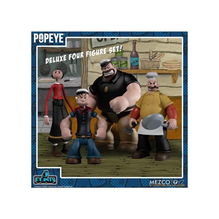 Mezco Popeye 5 Points Action Figure Deluxe Box Set - Multi Color, One Size, Model 18060, Plastic Material