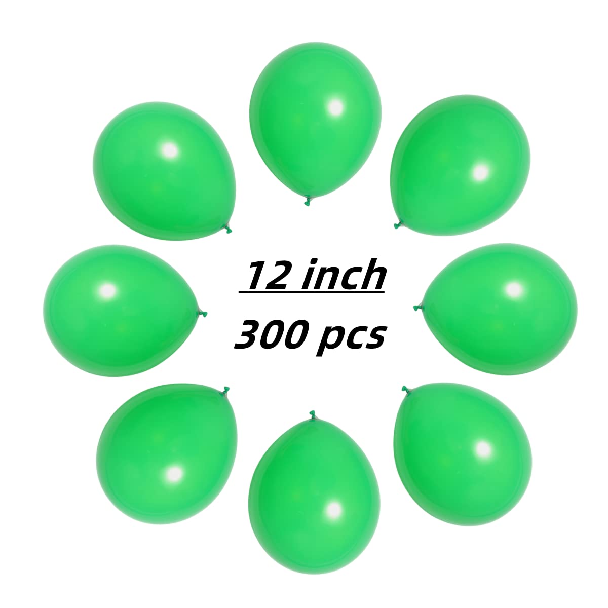 300 Pack Green Balloons 12 Inch Green Matte Latex Balloons - For Green Themed Balloon Party Decorations Zwzliulian