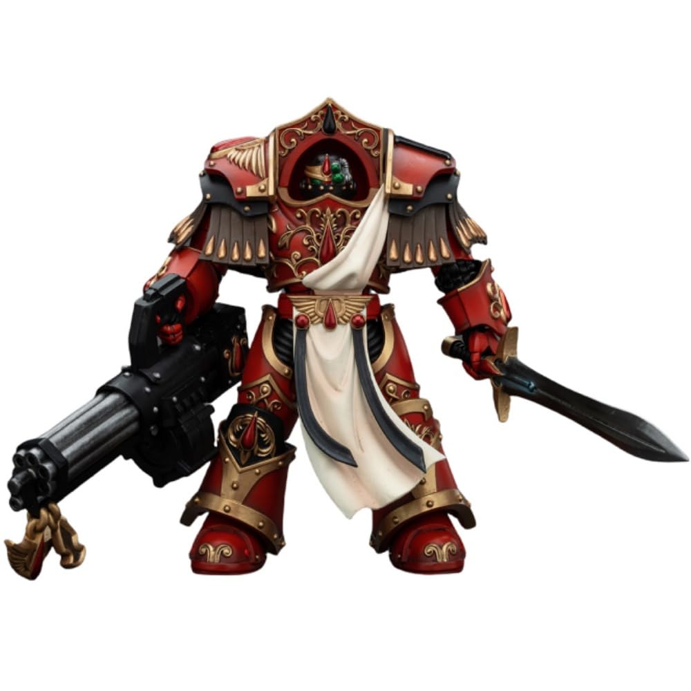 JOYTOY Warhammer The Horus Heresy Blood Angels Crimson Paladins Squad Crimson Paladin with Iliastus Assault Cannon, 1:18 Scale A