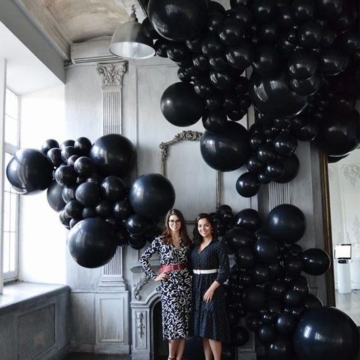Bezente 36 Inch Black Giant Balloons - 8 Pack Jumbo Latex Balloons for Photo Shoots, Birthdays, and Parties