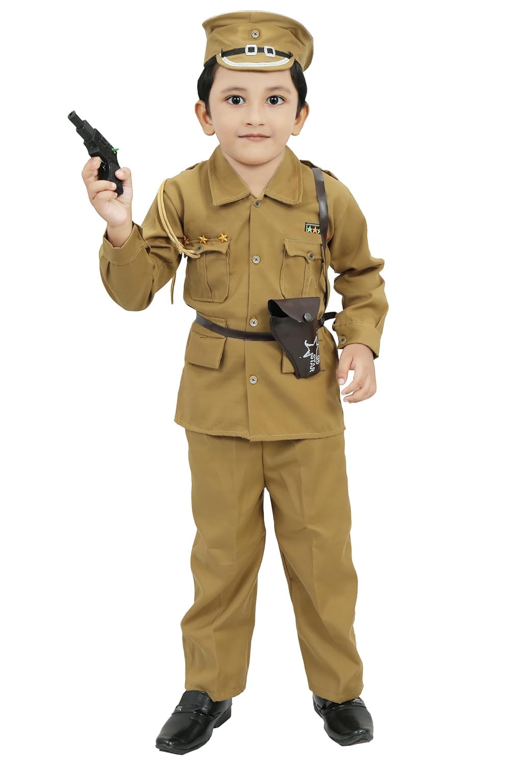 MS BROTHERS Kids Khaki Police Costume Dress for Boys | Police Officer Fancy Dress Uniform Set | Role Play Costume for School Fun