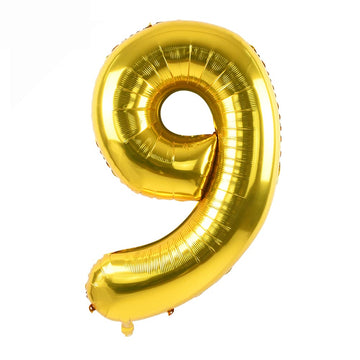 Toniful 40 Inch Gold Large Numbers Balloons0-9,Number 9 Digital Helium Balloons,Foil Mylar Big Number Balloons For Birthday Part