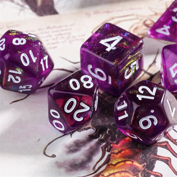 Poludie 7-Die DND Dice Set Polyhedral Dice Set with a Leather Bag, D&D Dice Set for Dungeons and Dragons, RPG, MTG Table Games (