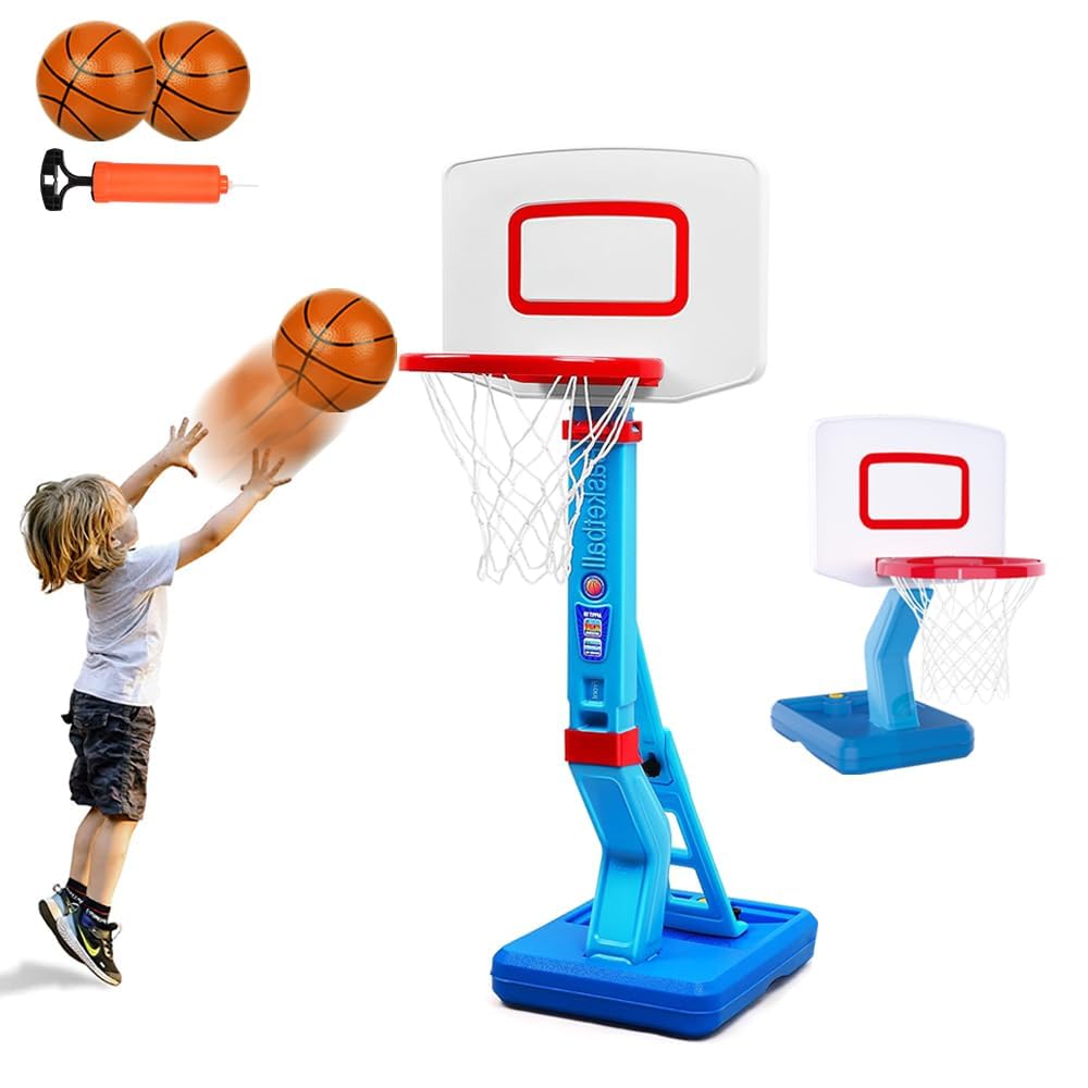 Toddler Basketball Hoop Height Adjustable Kids Basketball Hoop For Indoor Outdoor Play Portable Basketball Goal Poolside Basketball Hoop For Swimming Pool Basketball Toy For Kids Age 1-3 2-4 4-8