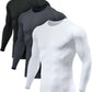 Athlio Mens Upf 50 Long Sleeve Compression Shirts, Water Sports Rash Guard Base Layer, Athletic Workout Shirt, 3Pack Blackcharco