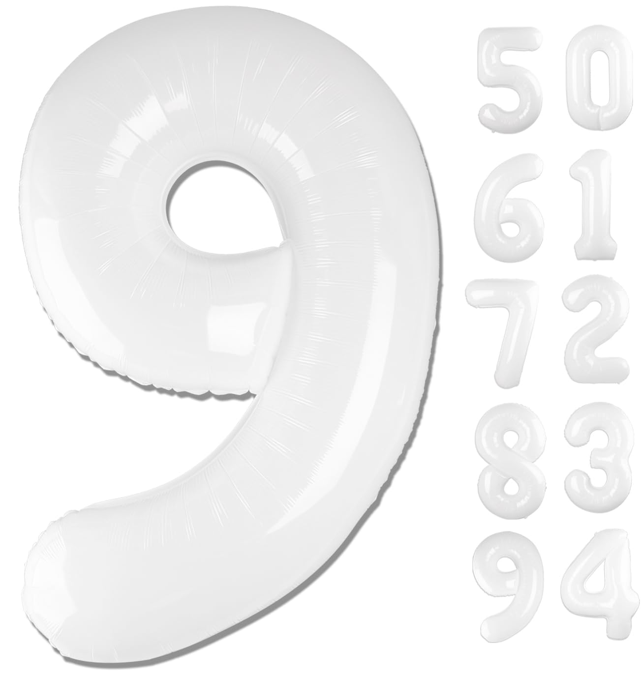 White 9 Balloon, Translucent Number Balloons 40 Inch, 9Th Giant Birthday Decorations For Boys Girls,19Th 29Th White Party Decora