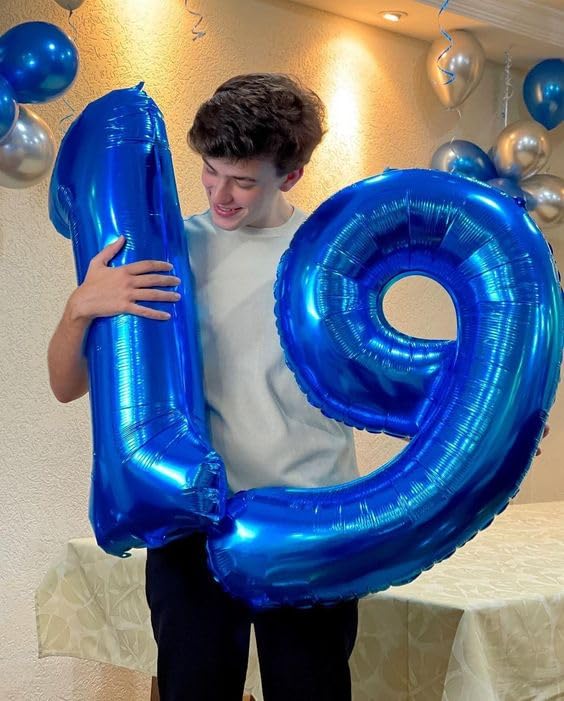 Metallic Blue Number 4 Balloon 40 Inch, 4 Balloon Number, 4Th Birthday Decorations, Navy Blue Party Supplies For Boys Girls