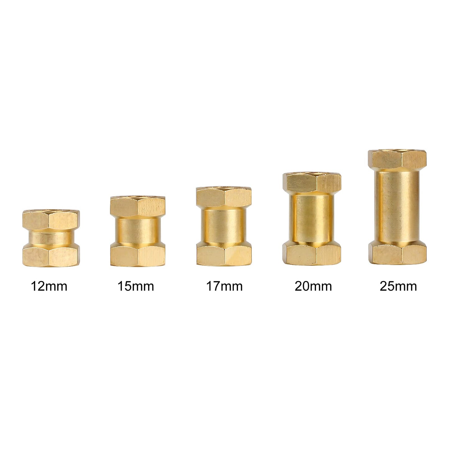 INJORA RC Hex Hub 12mm Brass Wheels Hex Hub Extension Hex Drive Adapter for 1/10 RC Crawler Axial SCX10 90046 D90 (17mm)