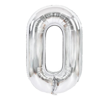 Toniful 40 Inch Silver Large Numbers Balloons 0-9, Number 0 Digital 0 Helium Balloons, Foil Mylar Big Number Balloons For Birthd