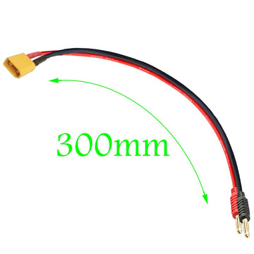 WOODGUILIN XT30 Connector Plug,4mm Banana Plugs Battery Charge Lead Adapter,with 16AWG 30CM Cable Connector,Battery Connect Cabl