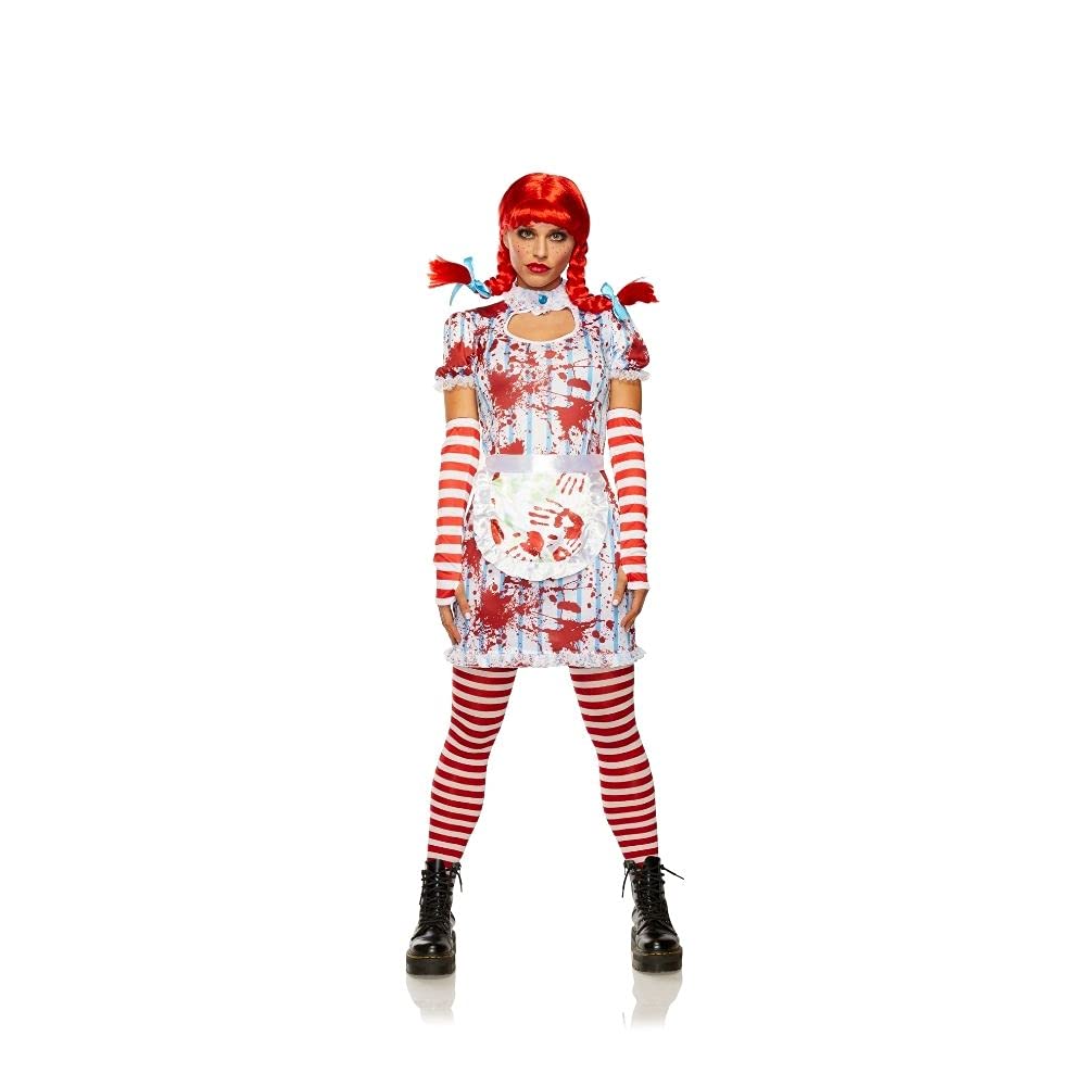 Seeing Red Evil Fast Food Girl Includes Dress, Apron, Gloves, Wig (Medium)