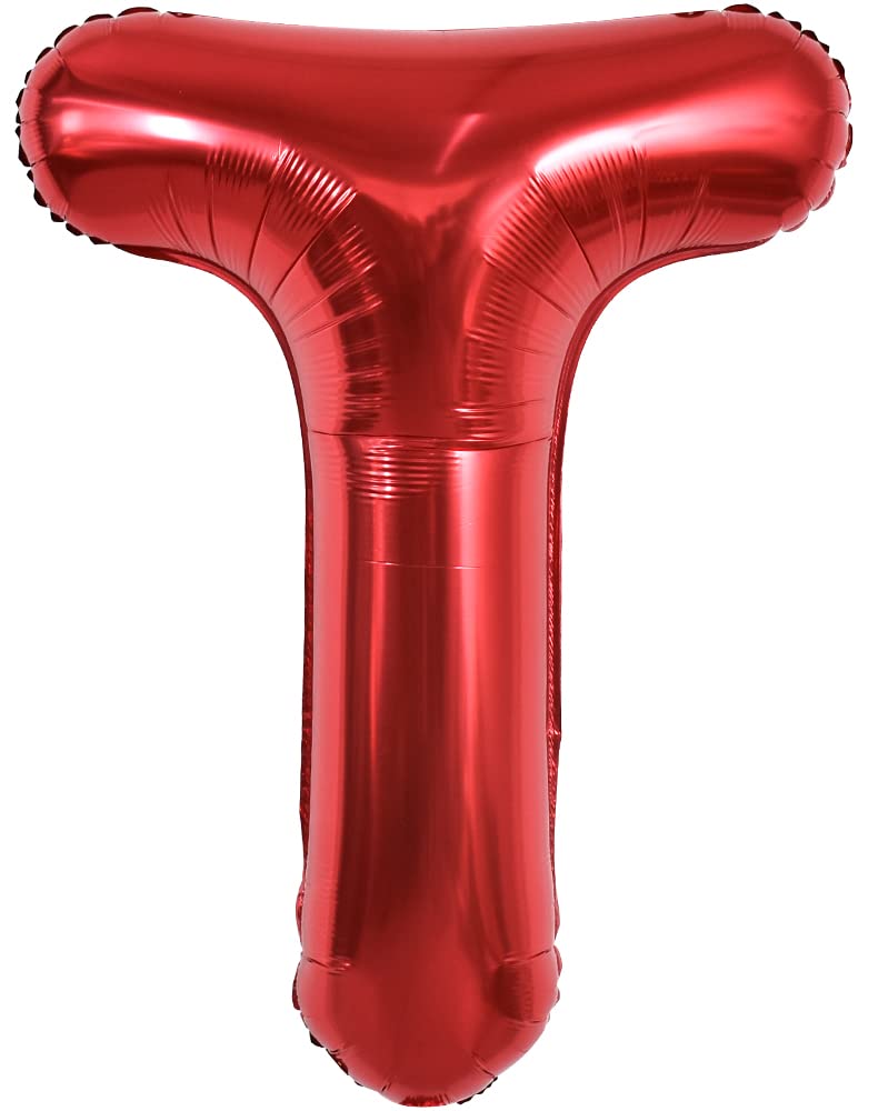 Toniful 40 Inch Large Bright Red Letter Balloons A-Z, Giant Jumbo Helium Foil Mylar Big Letter T Balloons For Birthday Party Ann