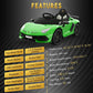 Hetoy Ride on Car for Kids 12V Licensed Lamborghini Electric Vehicles Battery Powered Sports Car with Control, 2 Speeds, Sound S